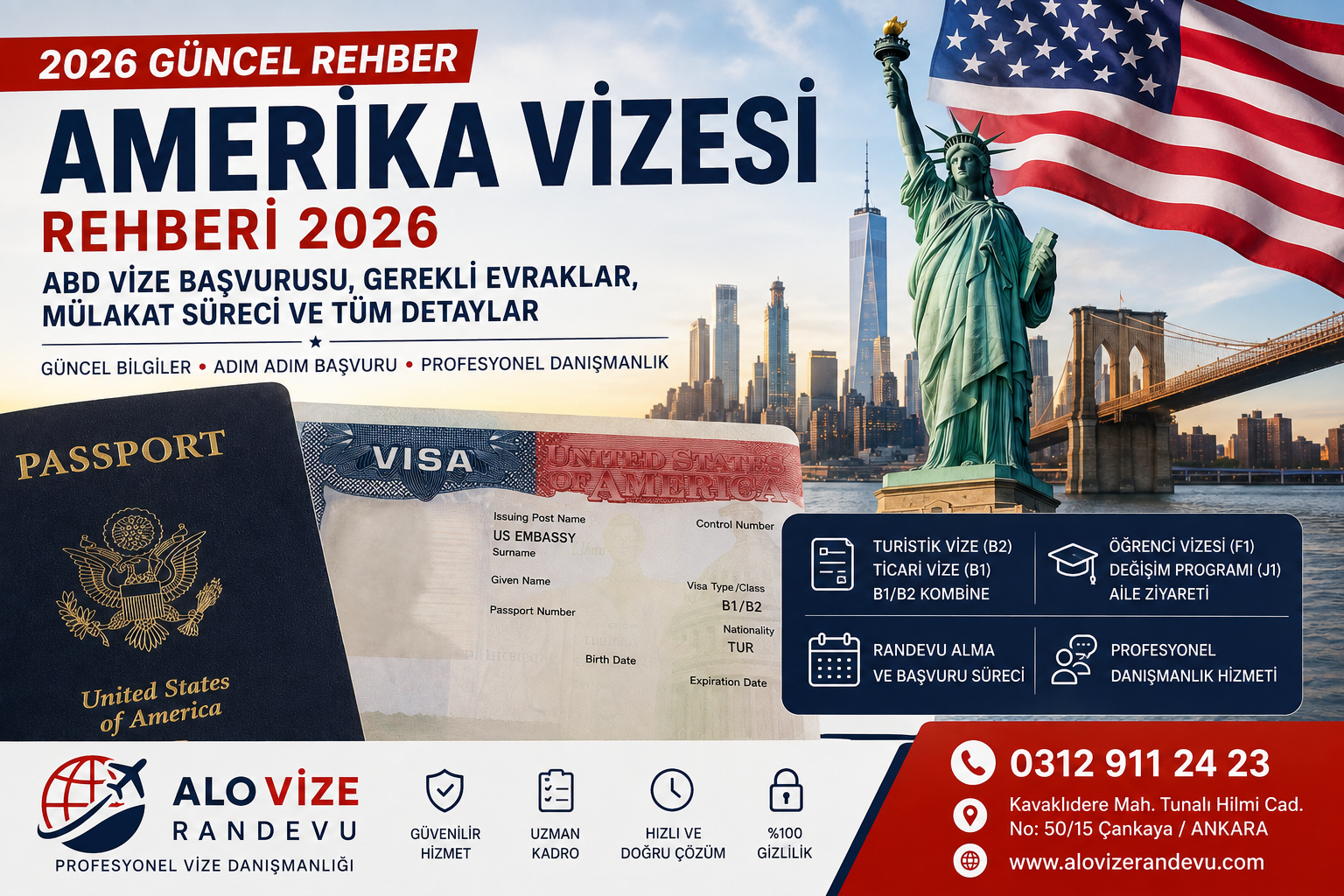 Amerika Vizesi Rehberi 2026: ABD Vizesi Başvurusu, Gerekli Evraklar ve Mülakat Süreci