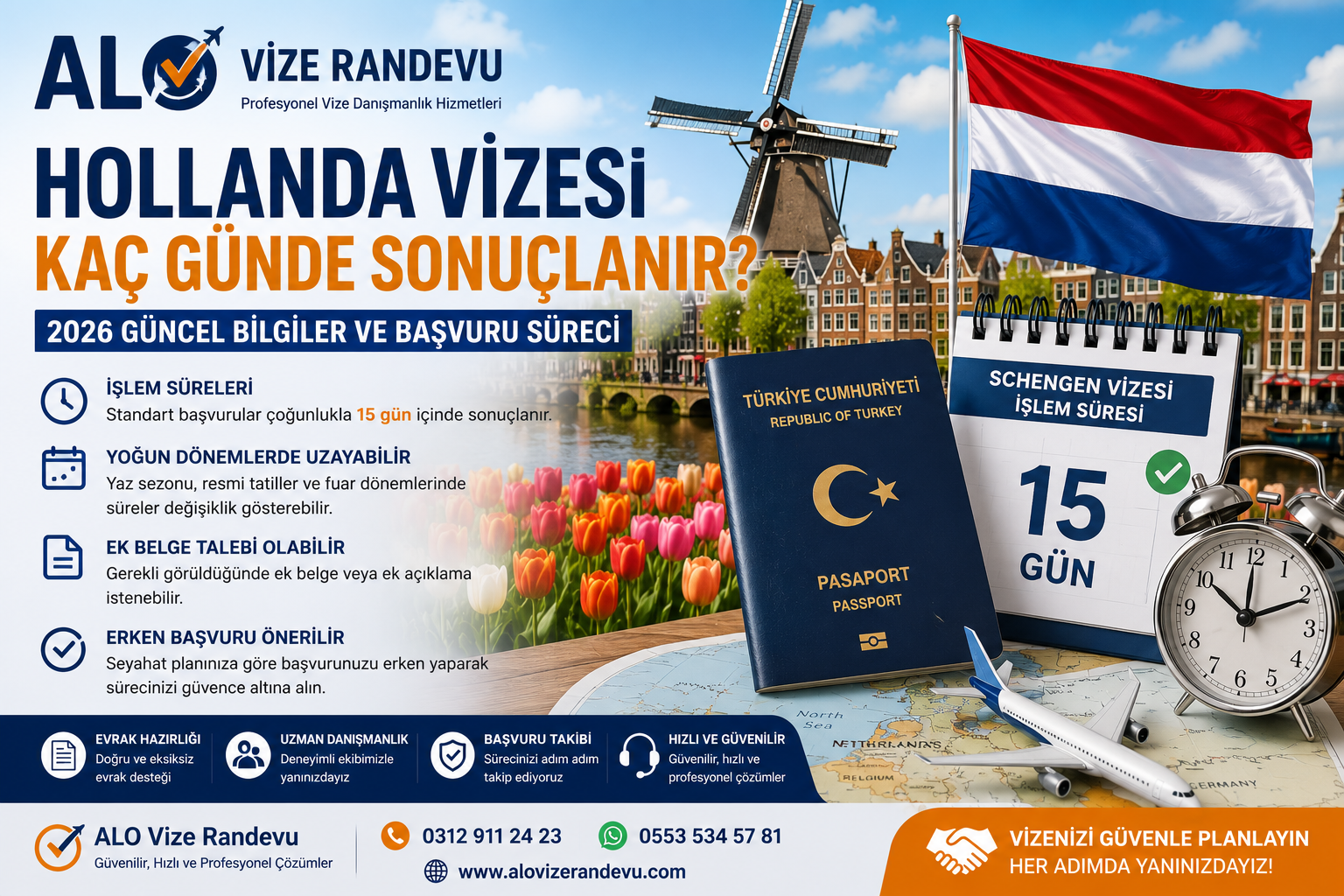 Hollanda Vizesi Kaç Günde Sonuçlanır? 2026 Güncel Başvuru Süreci ve İşlem Süreleri